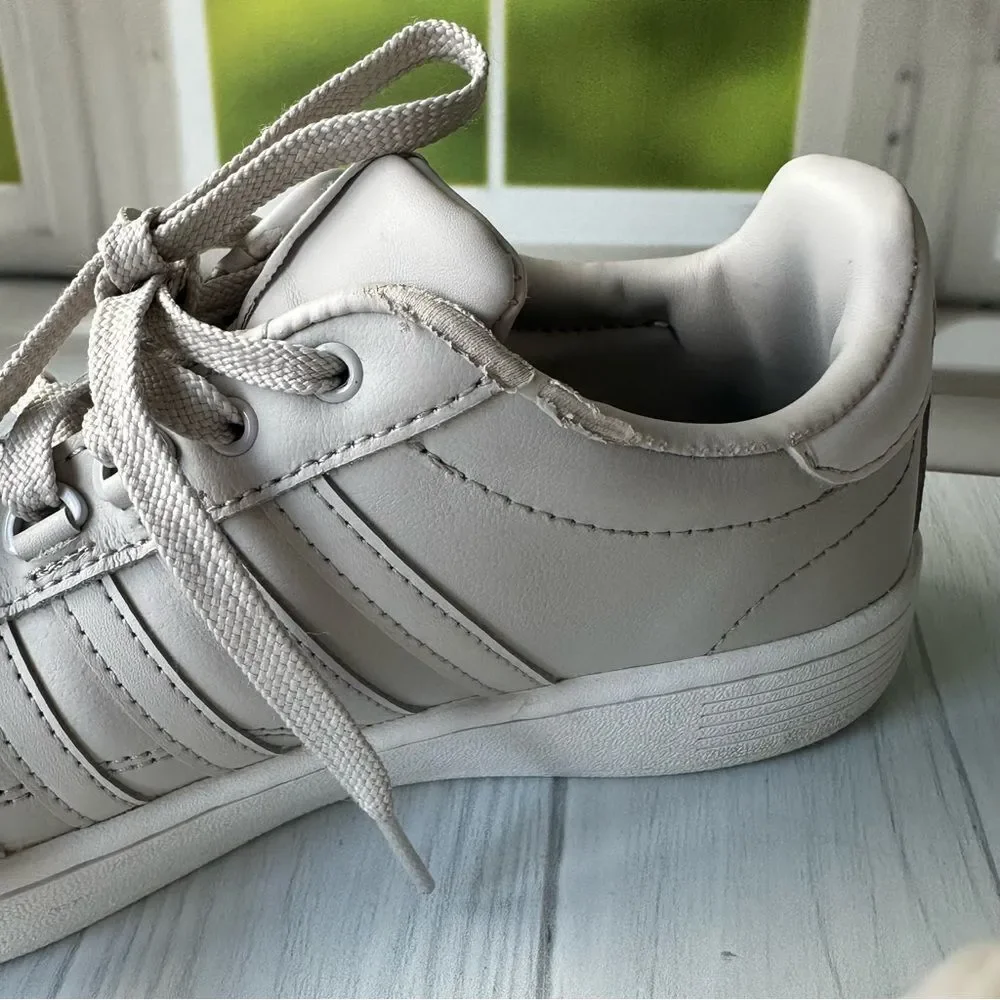 K-Swiss Grey White Leather  Sneakers Sz 8